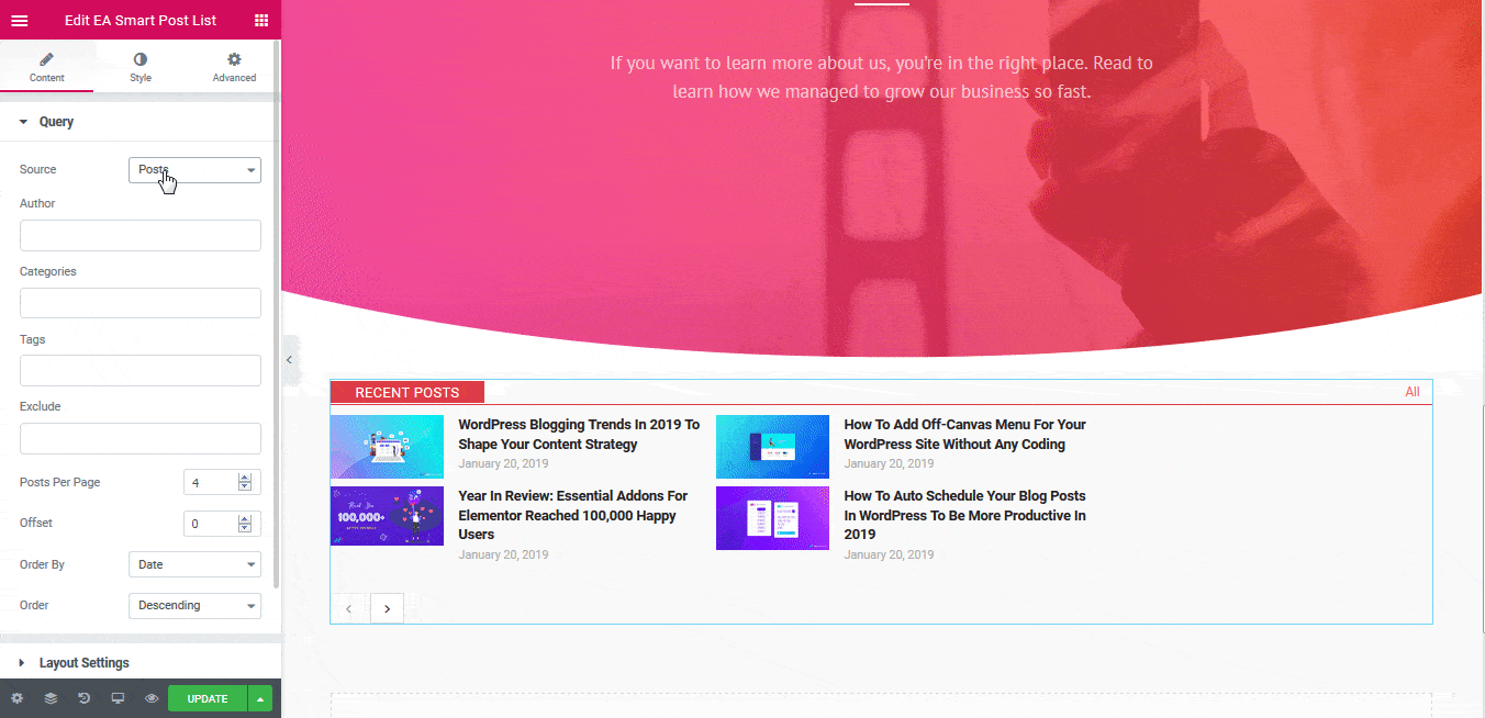 Smart Post List Essential Addons for Elementor