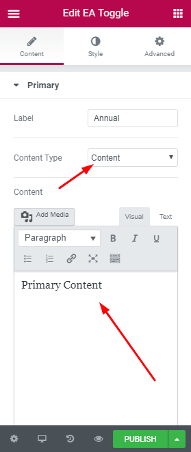 Content Toggle