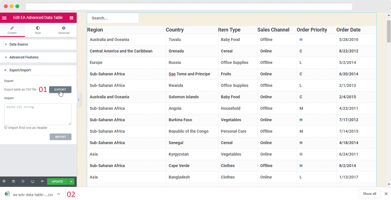 Advanced Data Table