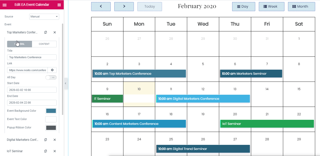 calendar of events