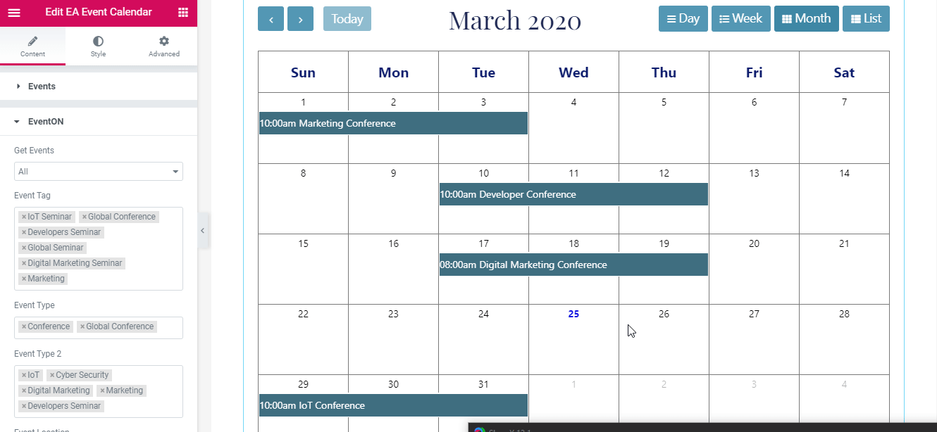 EA Event Calendar EventON integration