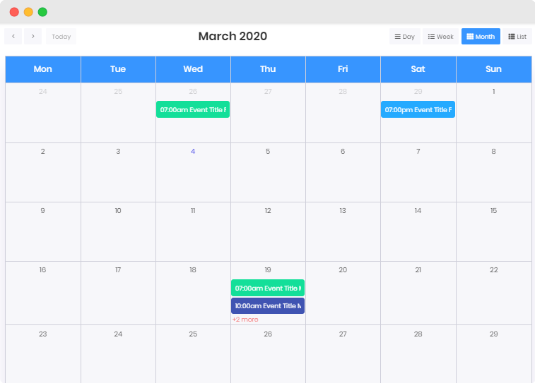 The Events Calendar – WordPress plugin