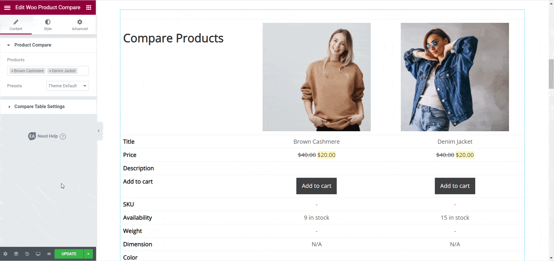 Introducing EA WooCommerce Product Compare Widget For Elementor 7 WooCommerce Product Compare