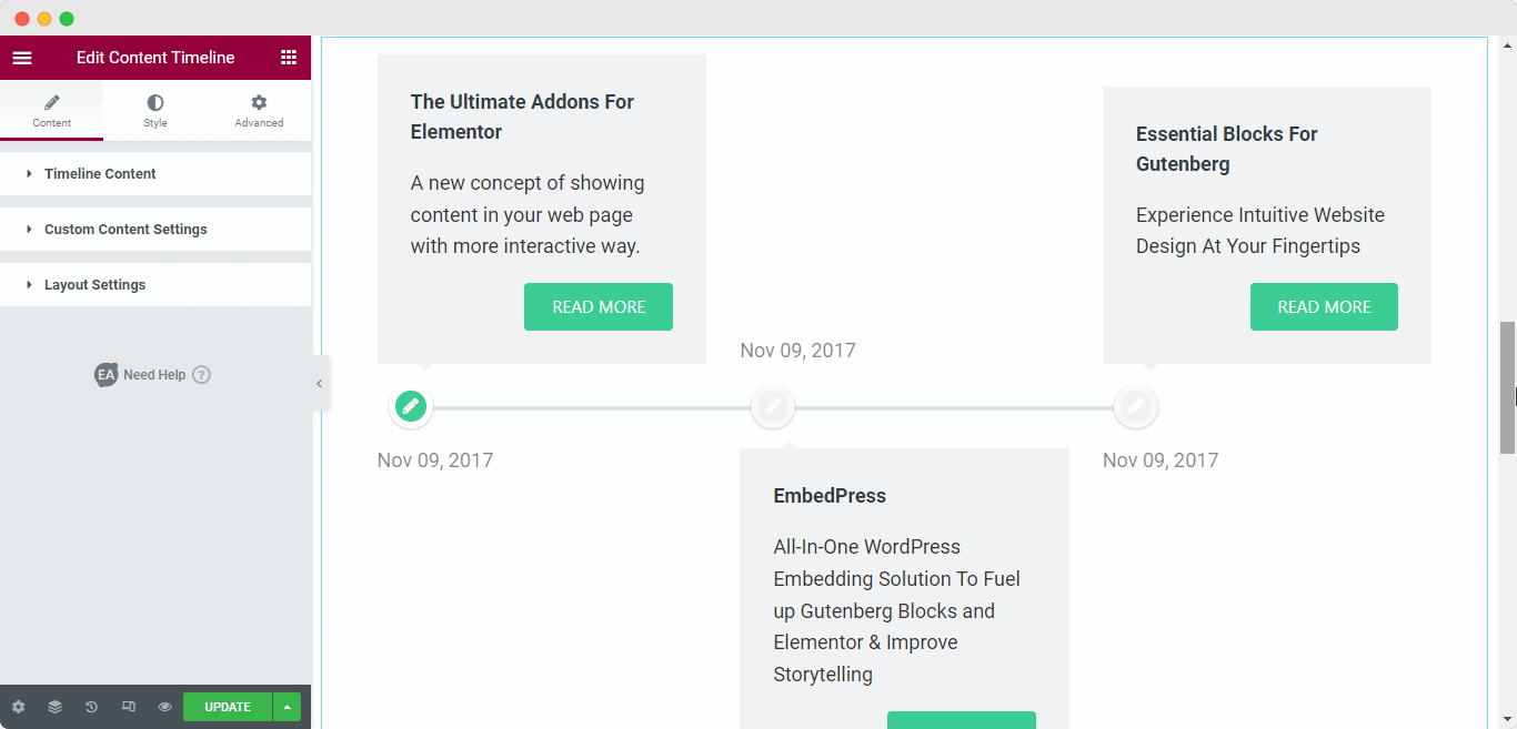 EA Content Timeline