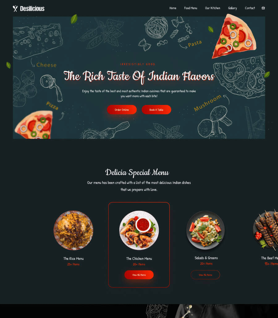 Indian Restaurant Website With Elementor