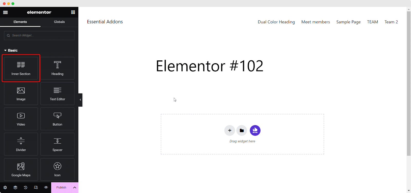 Inner Section Not Showing In Elementor