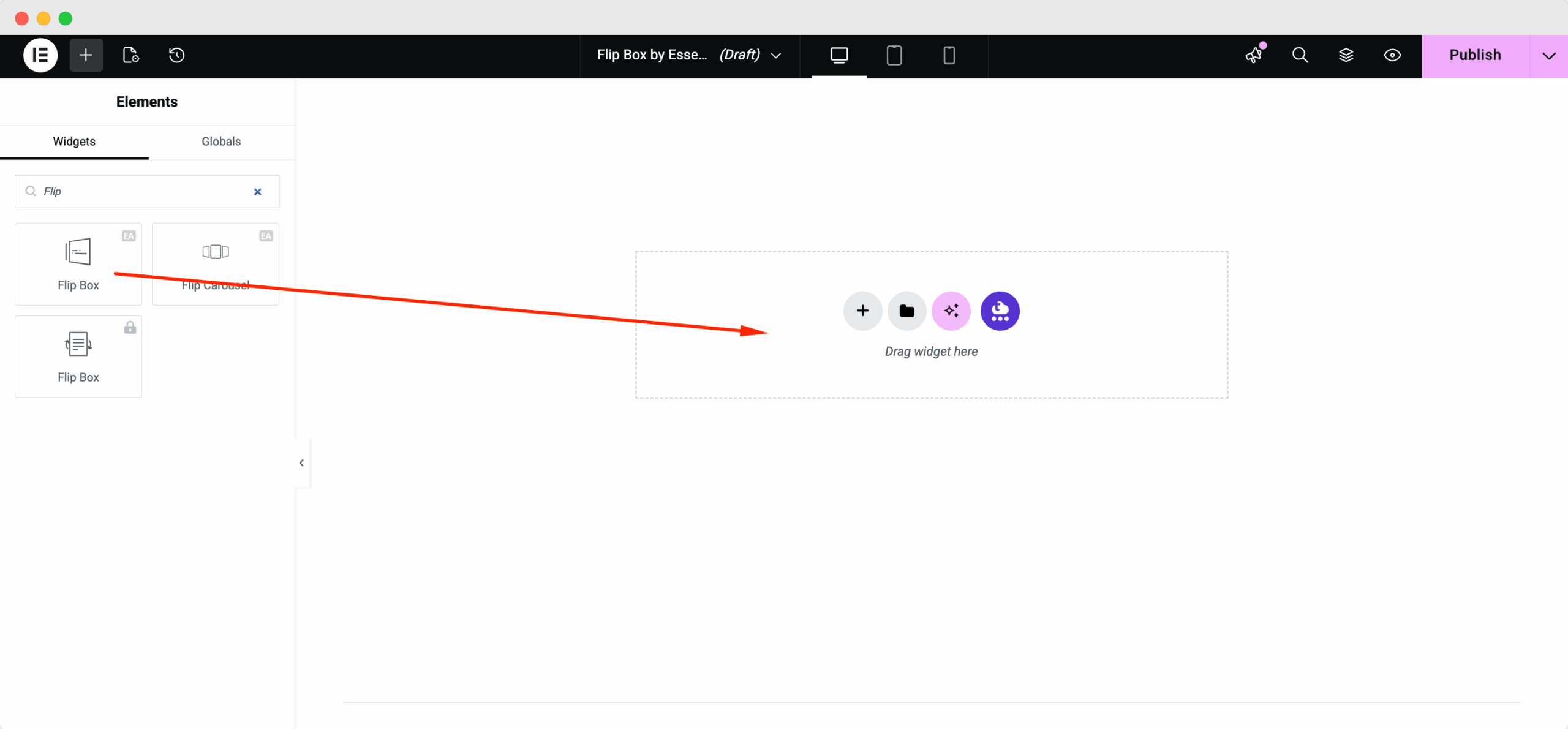 EA Flip Box 1 Drag and drop the EA Flip Box