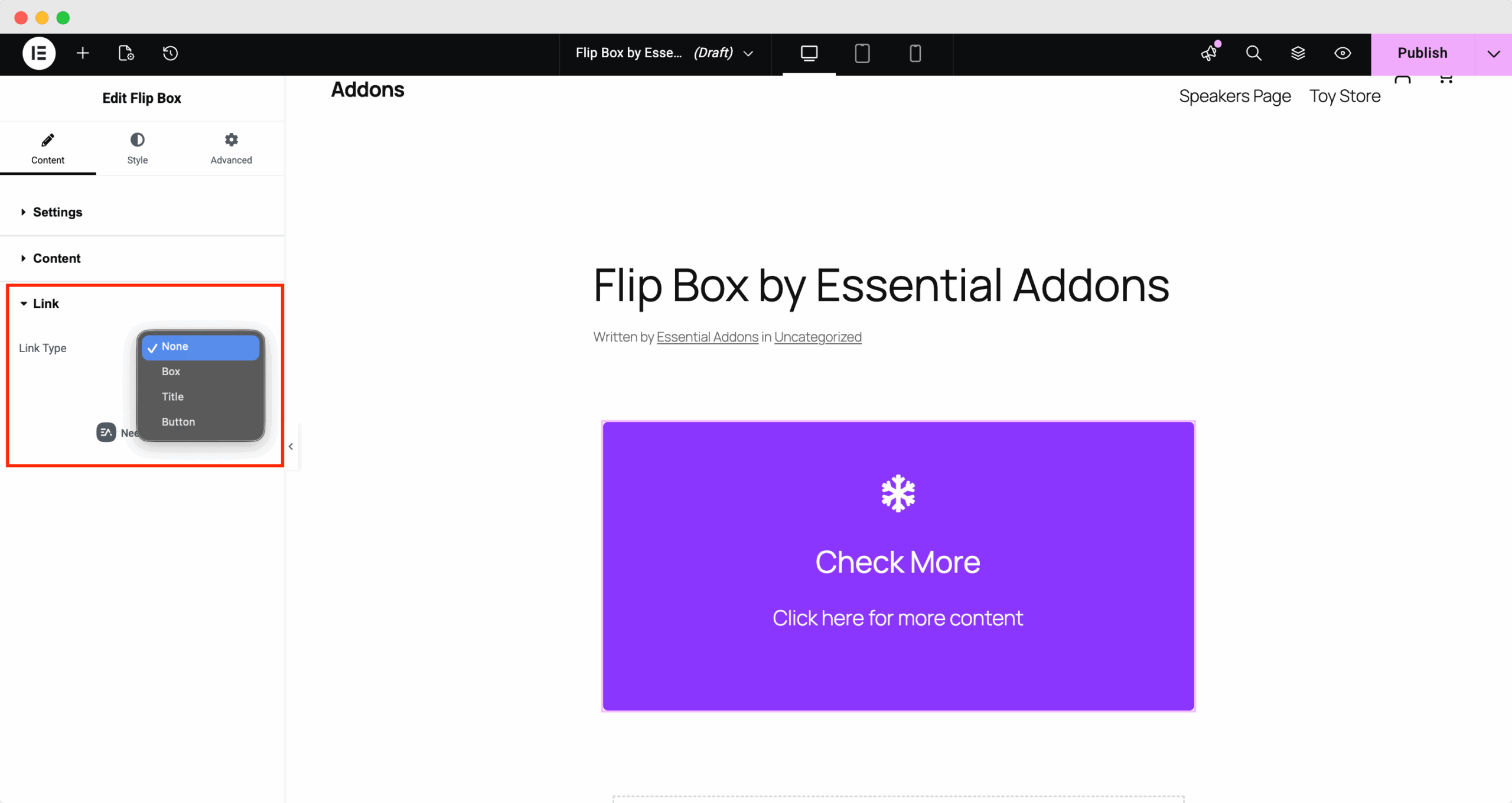 EA Flip Box 5 Flipbox link settings