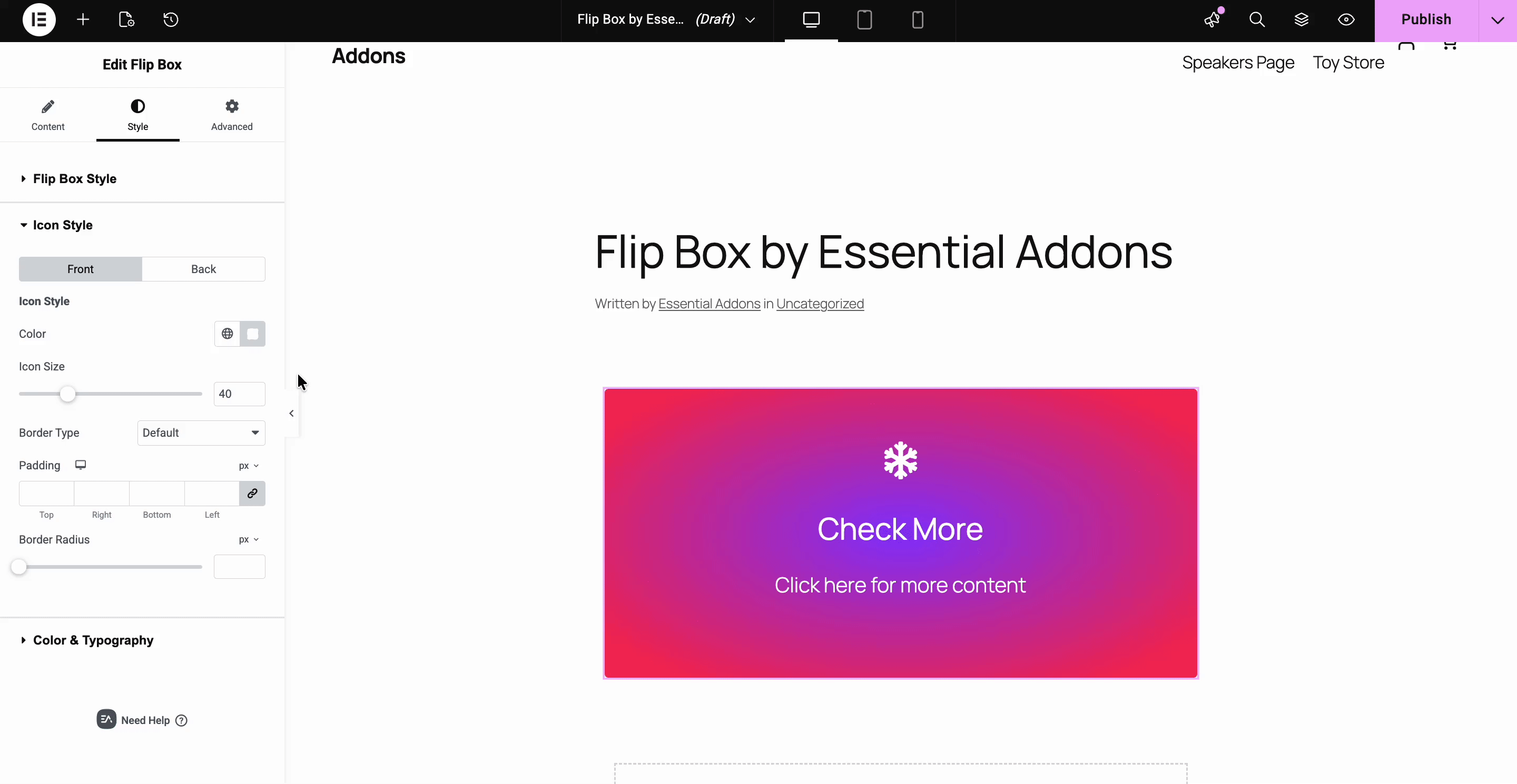 EA Flip Box 7 Icon styling in Flipbox