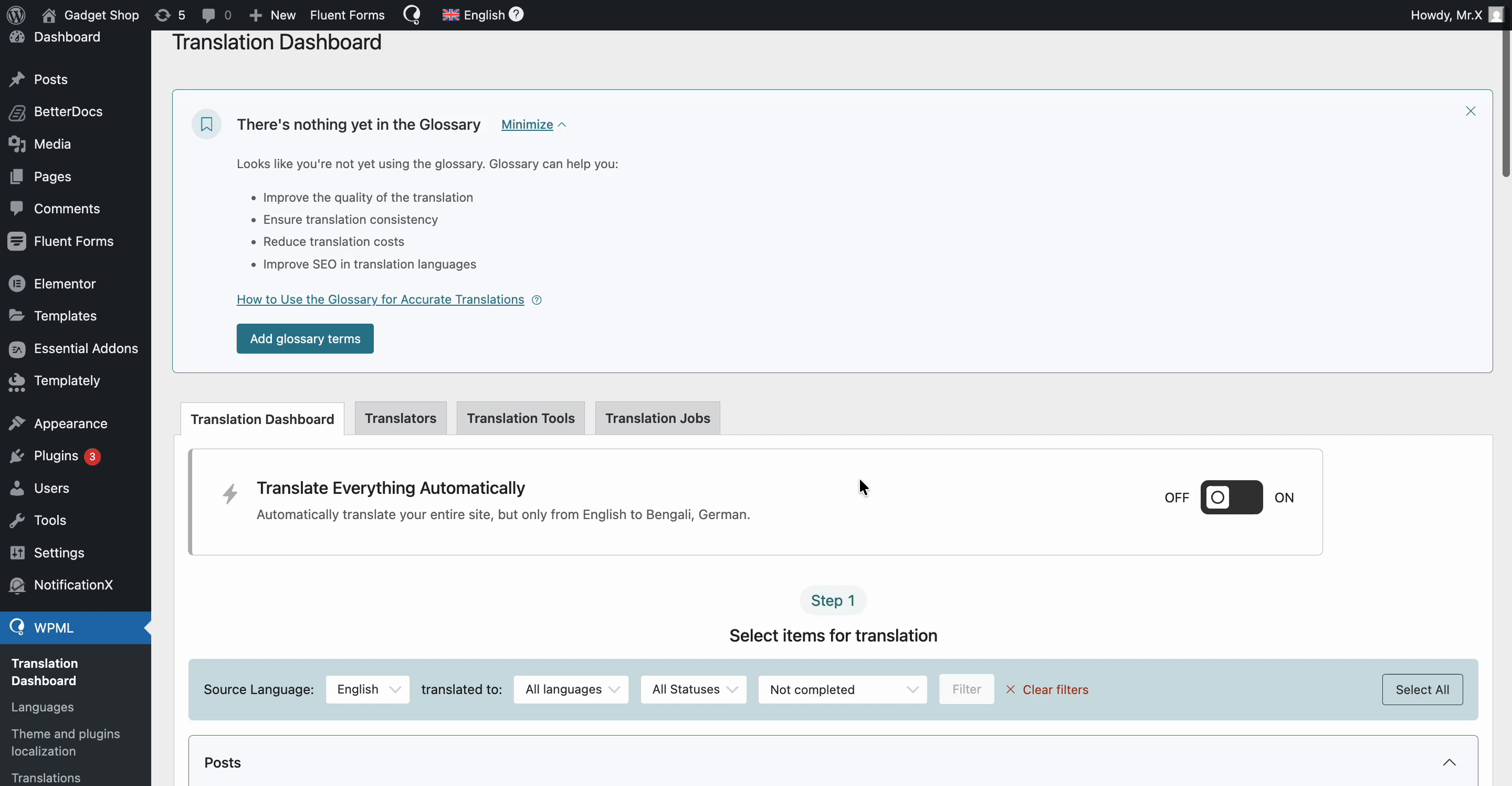 How To Translate Essential Addons for Elementor Pages With WPML 9 Translation Dashboard