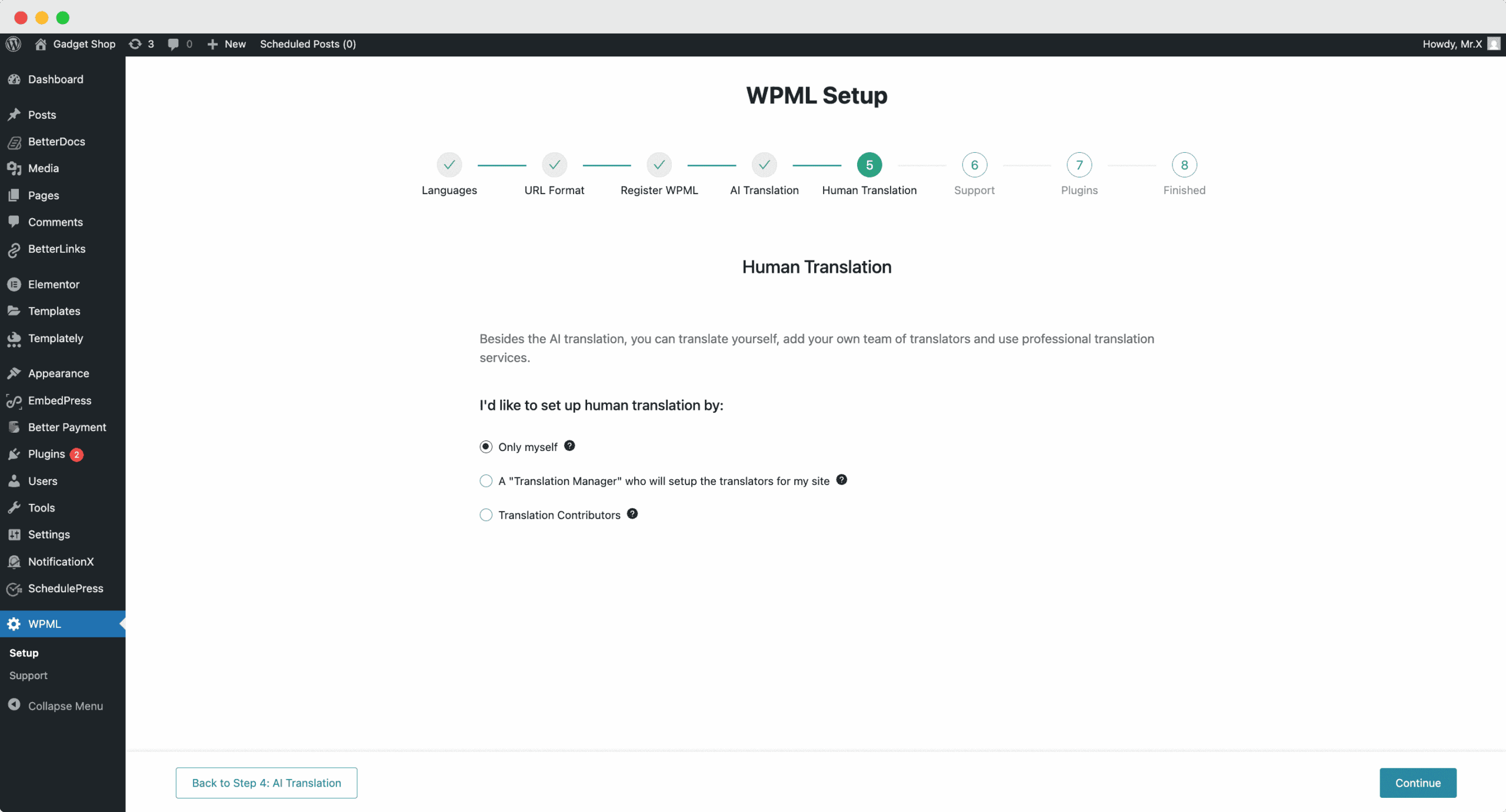 How To Translate Essential Addons for Elementor Pages With WPML 6 Human translation in WPML