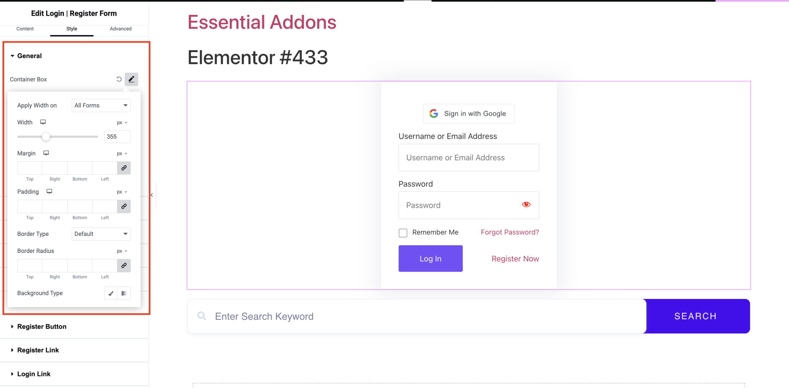 Login Styling General
