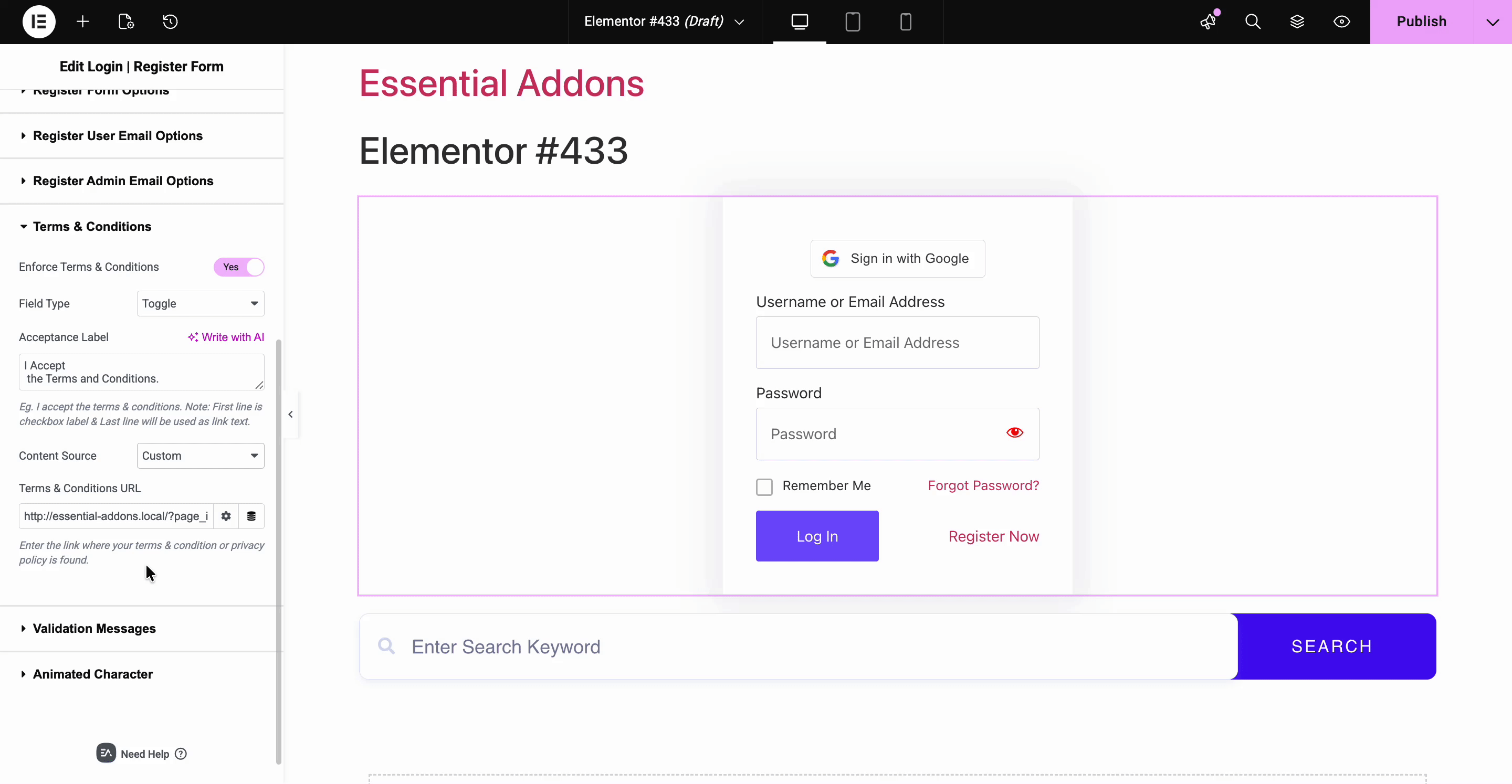 Validation Message