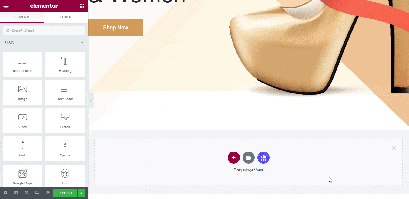 Online Shoe Website Elementor
