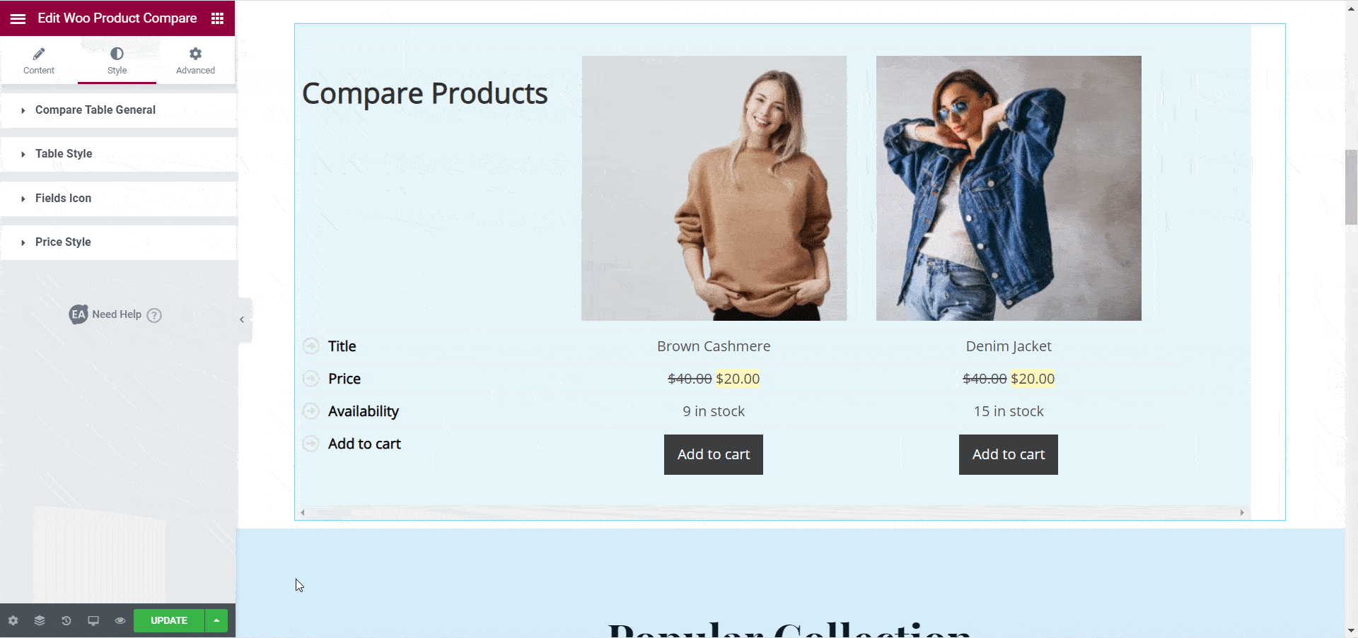 WooCommerce Product Compare