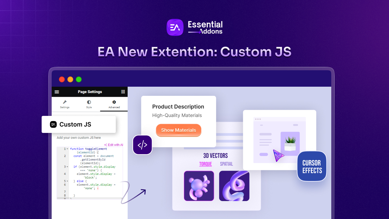 custom JS in Elementor