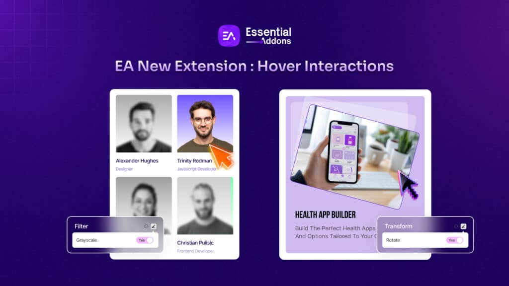 Essential Addons Hover Interaction in Elementor