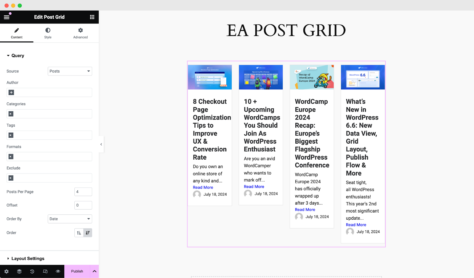 EA Post Grid