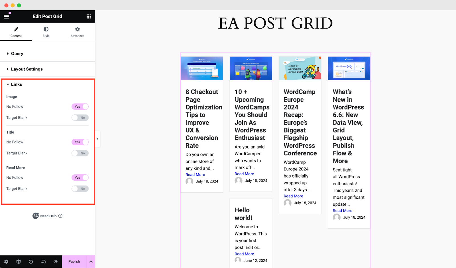 EA Post Grid