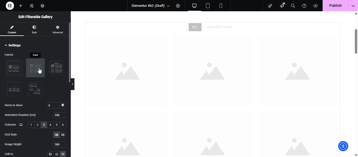 add layout in filterable gallery