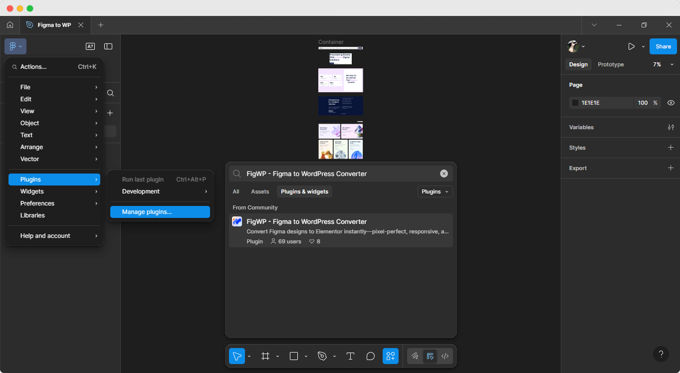Navigate to FigWP plugin