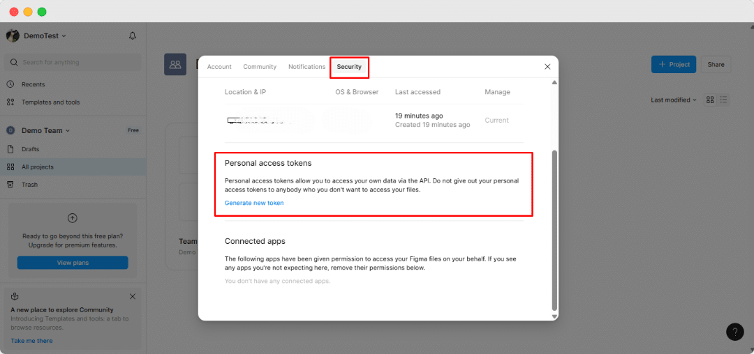 Get personal access tokens