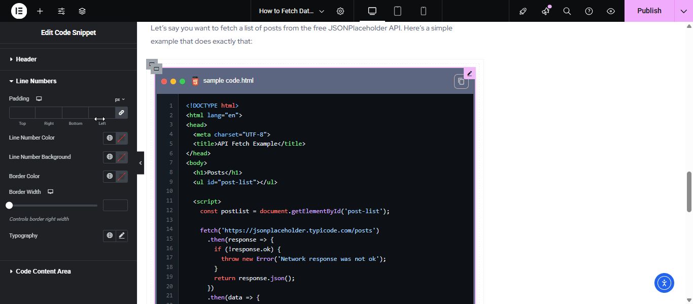 EA Code Snippet 9 Line number in code snippet