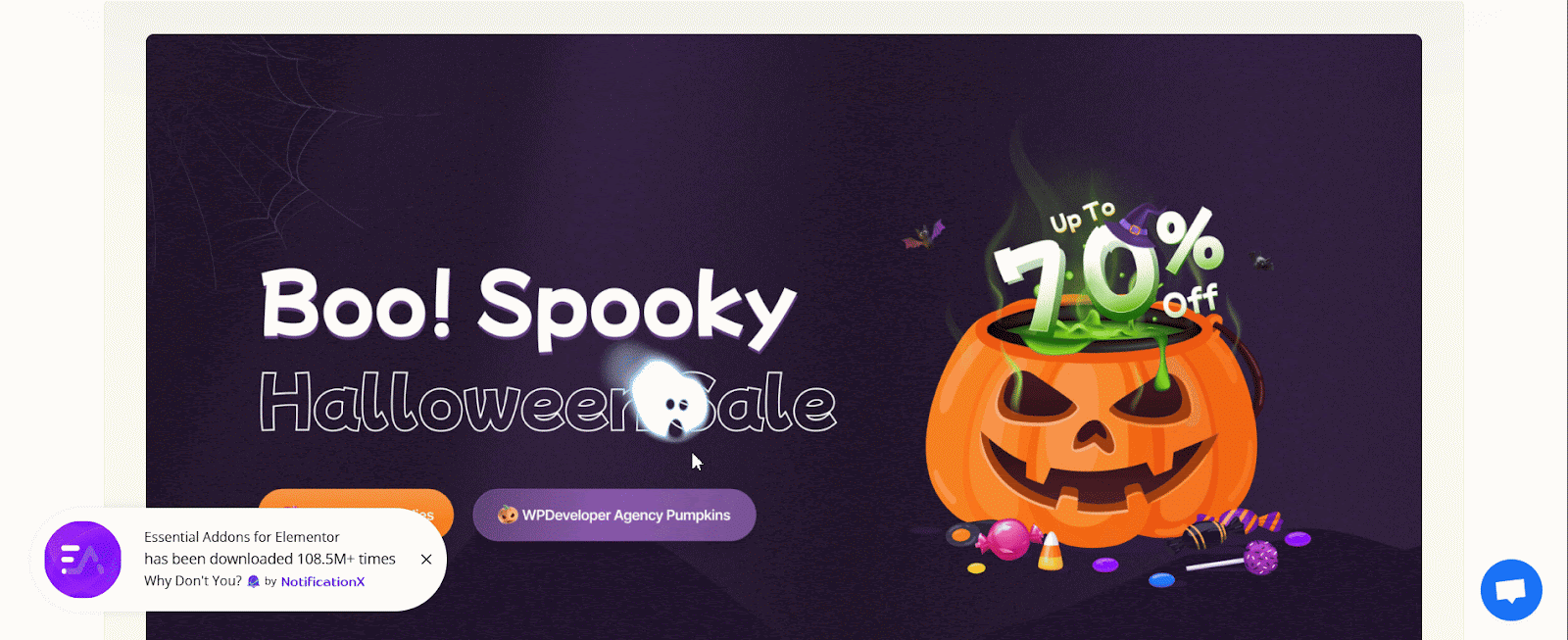 How to Show Creative Cursor Effects on Your Elementor Website? 2 Cursor effects on halloween website