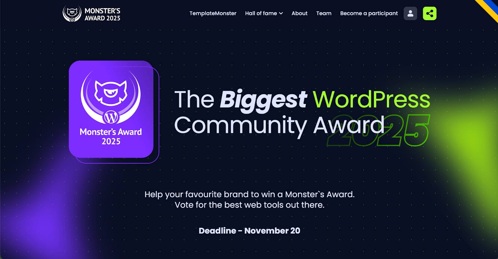 Monster's Award 2025: Essential Addons for Elementor Nominated for Best Elementor Plugin 2 monster's award 2025