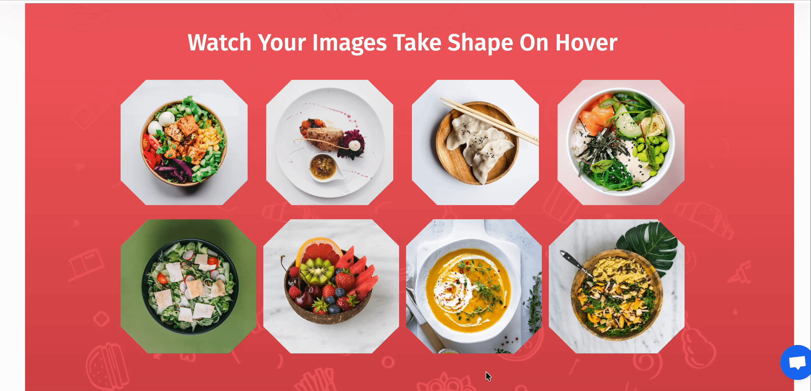 How to Mask And Morph Images in Elementor Website? 5 Restaurant food masking effect