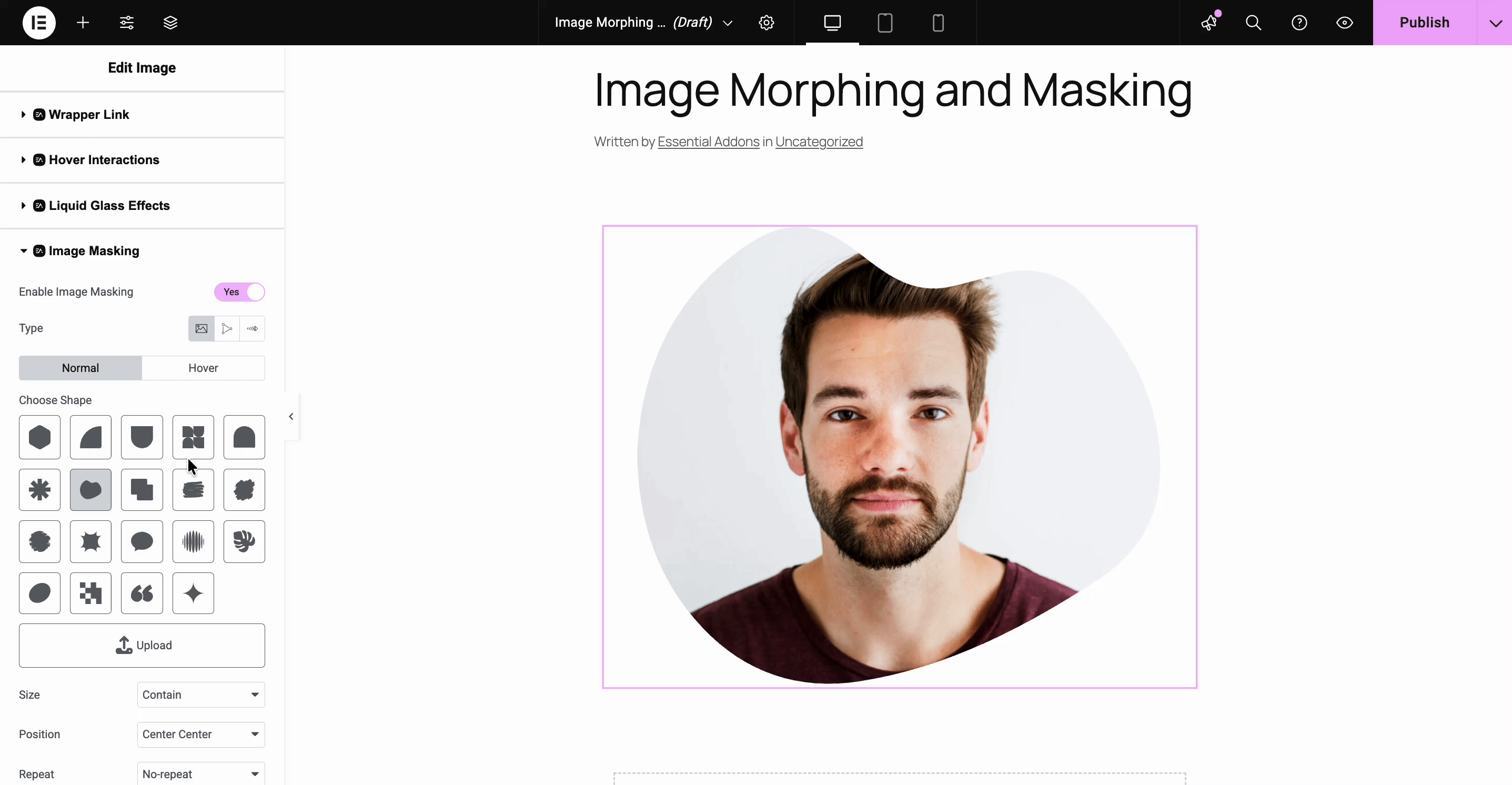 How to Mask And Morph Images in Elementor Website? 7 Image masking effect on EA