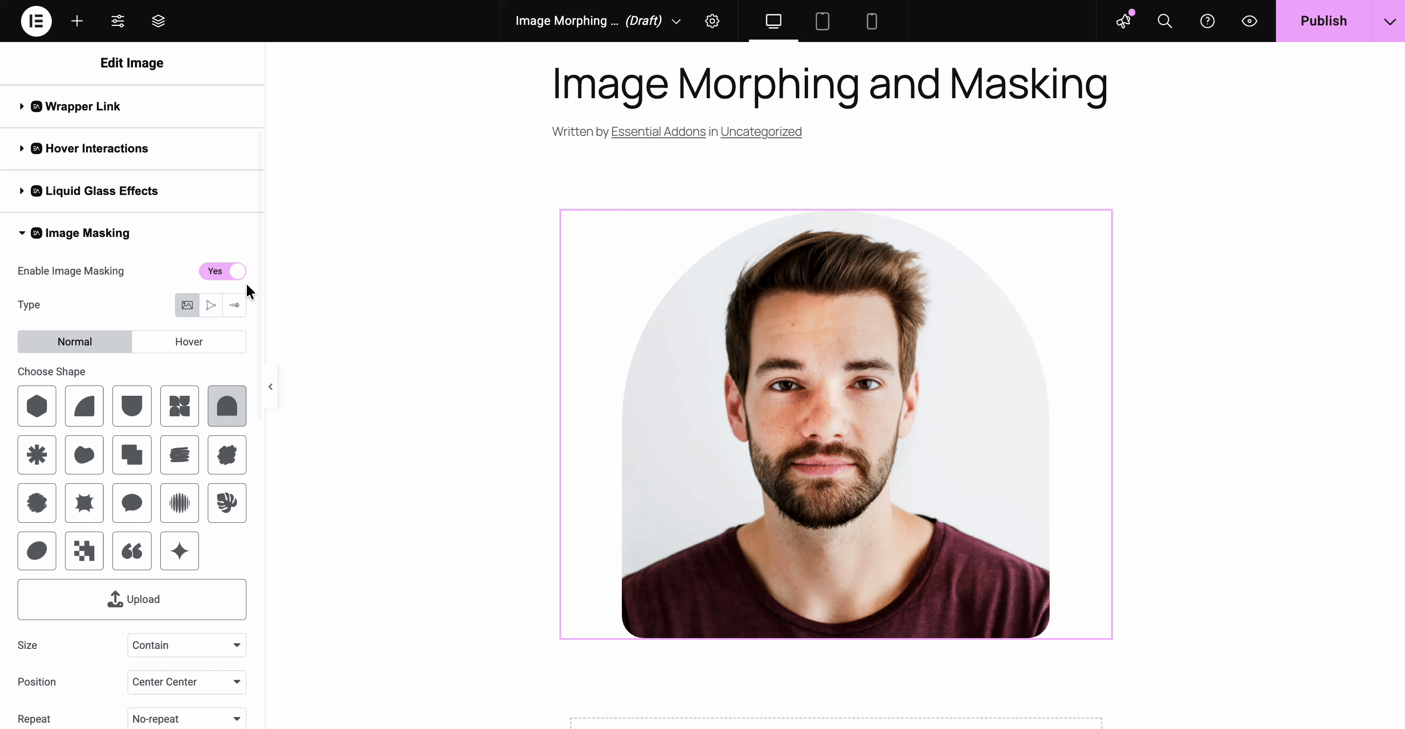 How to Mask And Morph Images in Elementor Website? 8 Essential Addons Image morphing effect