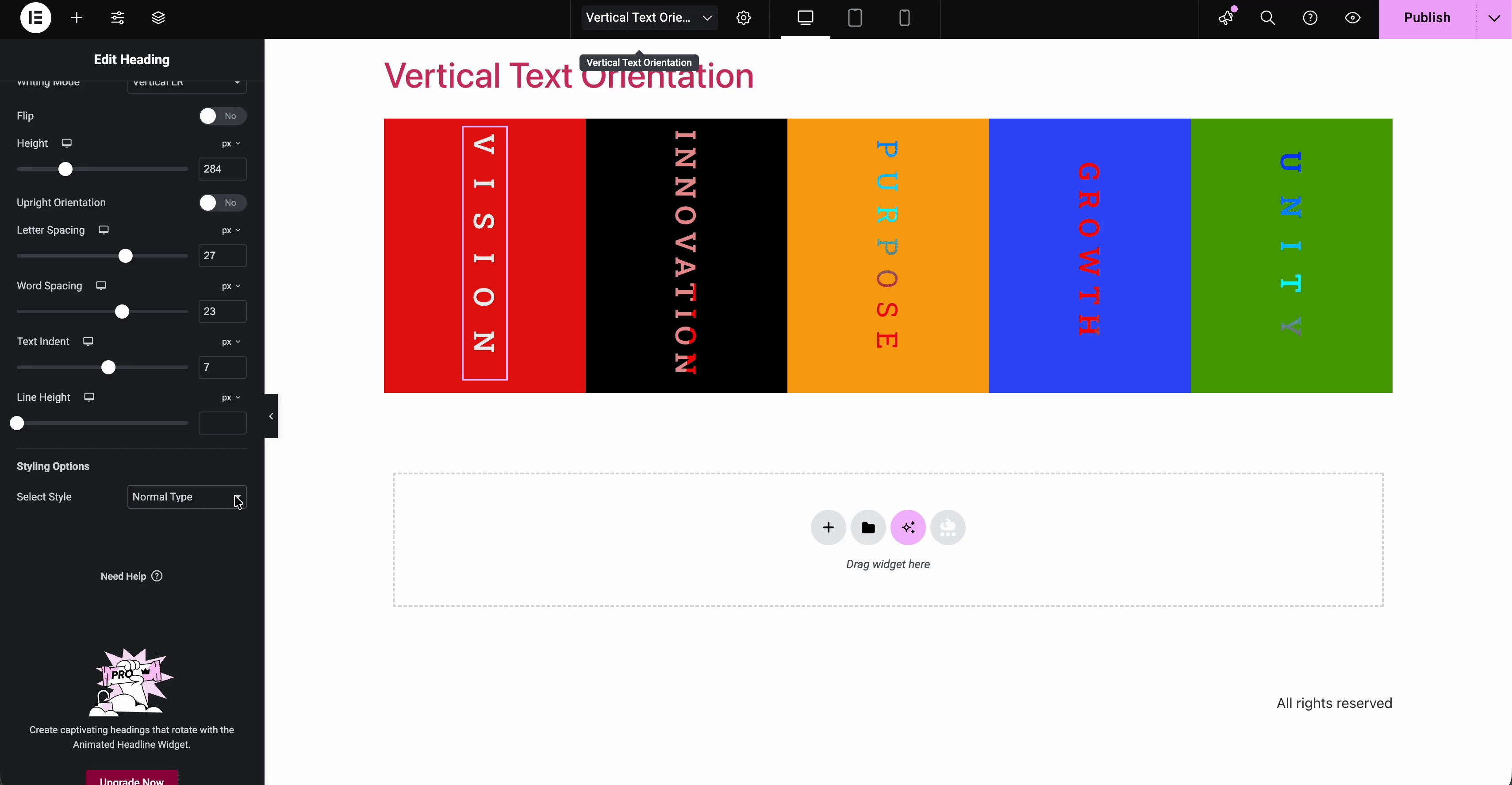 configure ea vertical text orientation