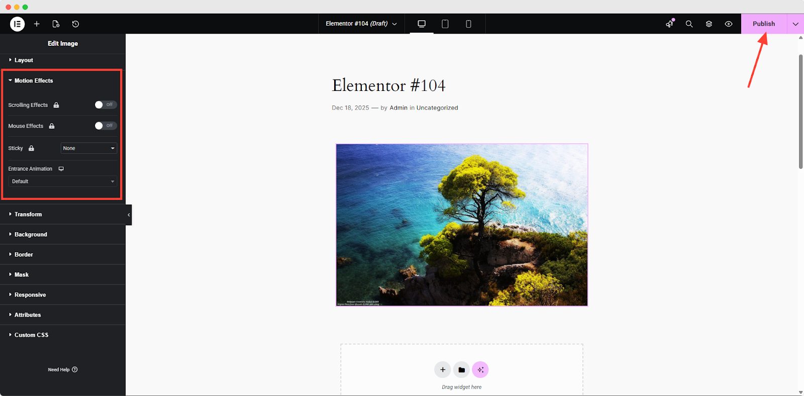 Go to Advanced Then Motion Effects