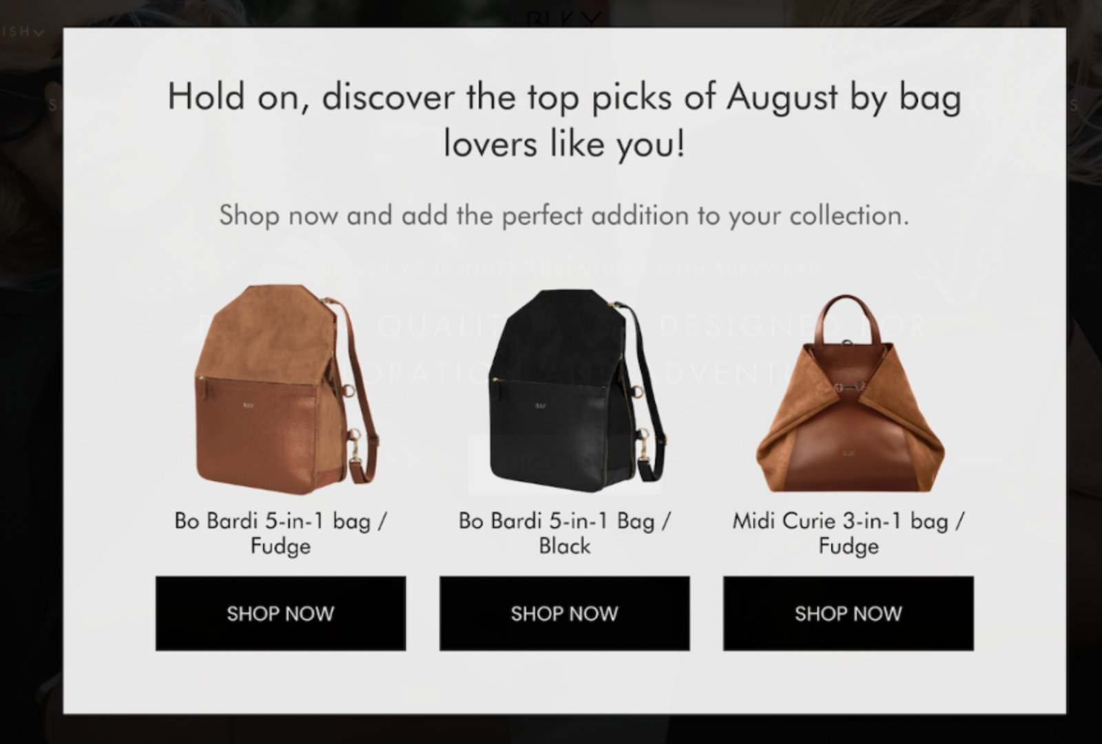 Small Product recommendation popup