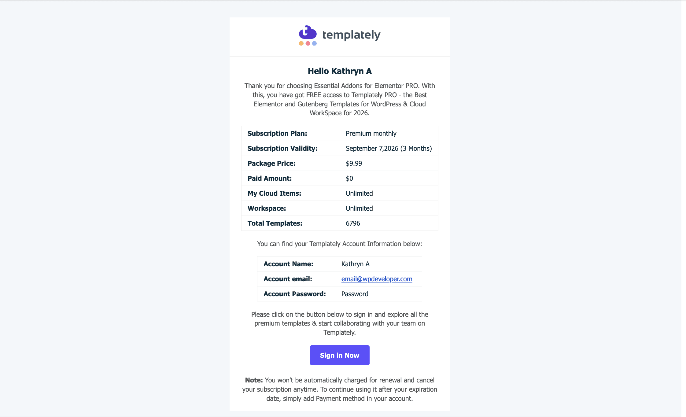 Access to Templately PRO