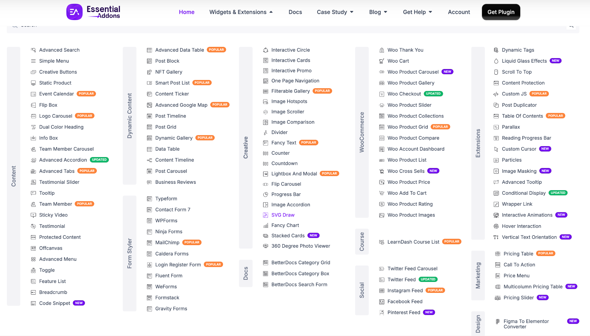 110+ widgets and extensions