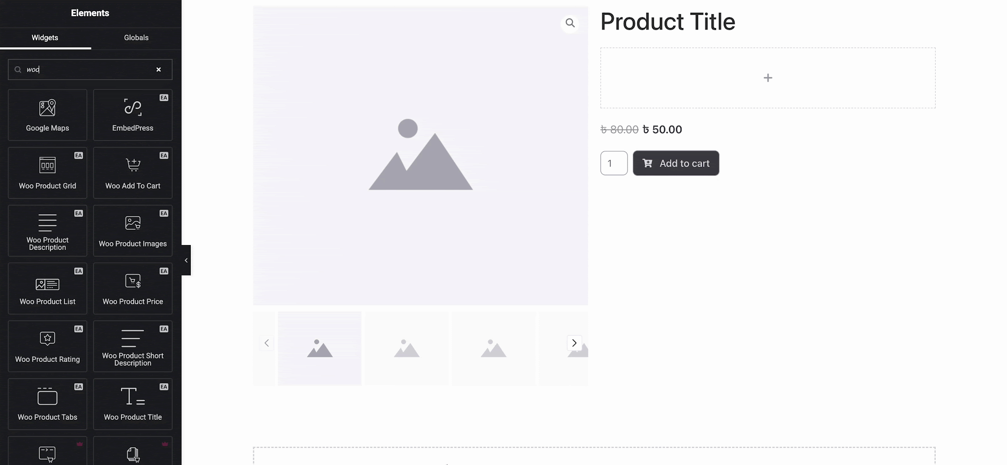 EA Woo Product Short Description 4 place the widget to single page template