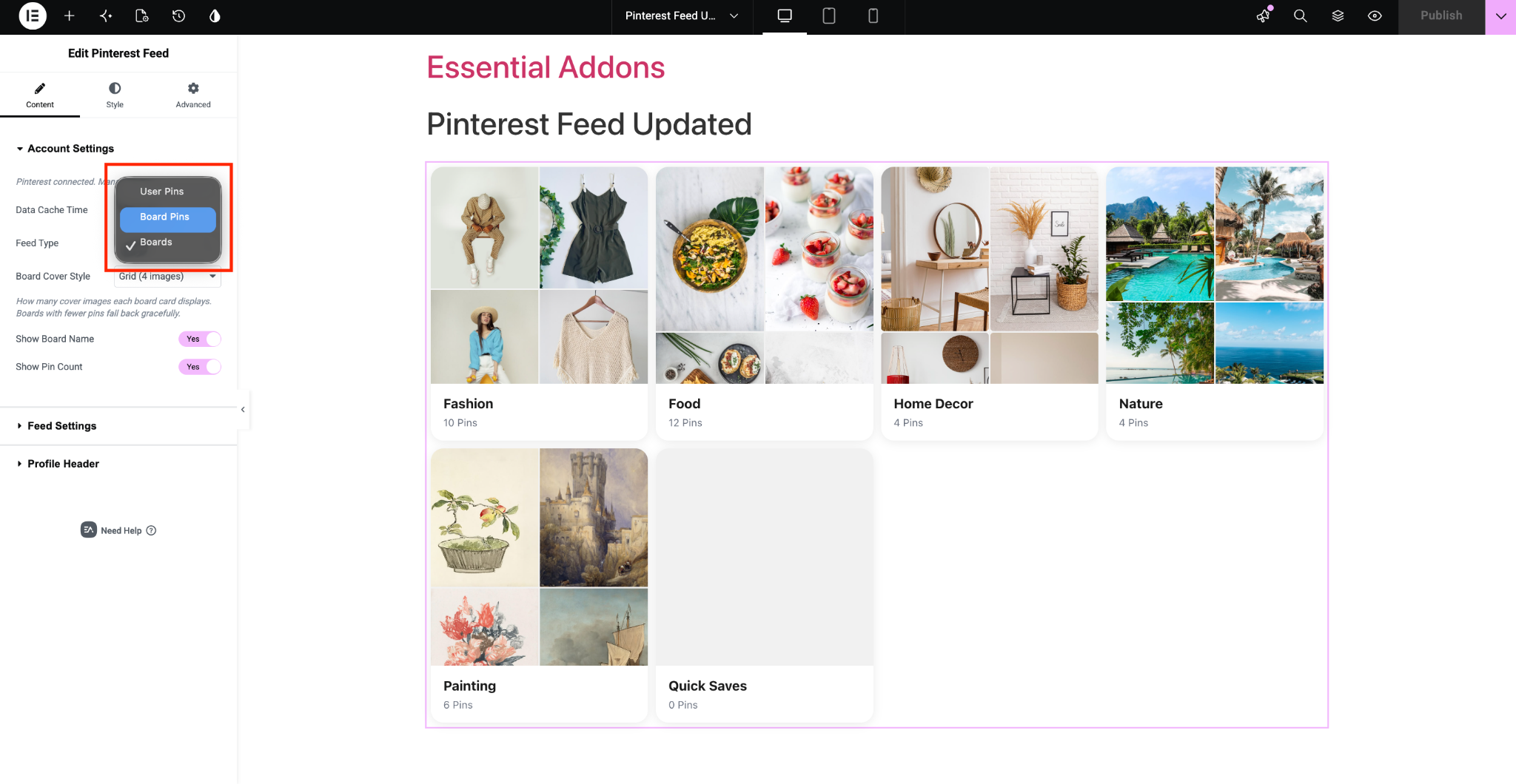Select Feed Type