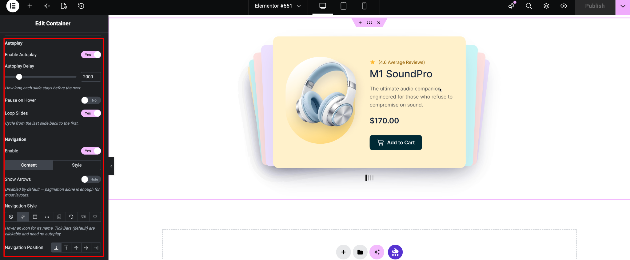 control the autoplay and navigation