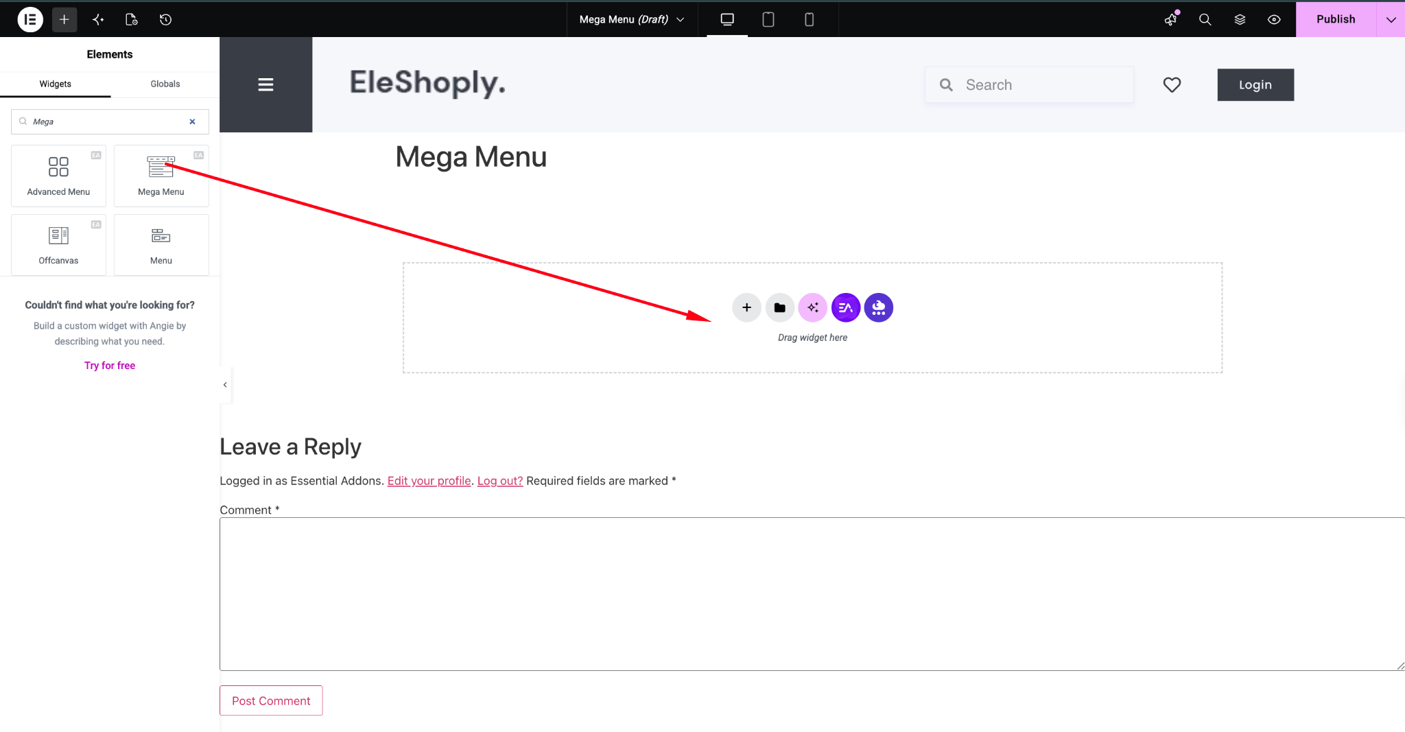 Drag and Drop Mega Menu
