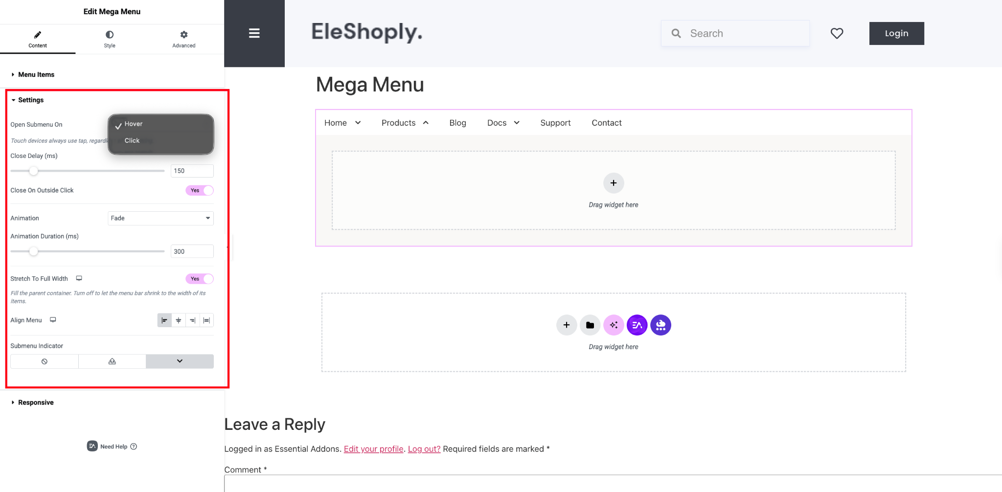 Configure Menu Settings