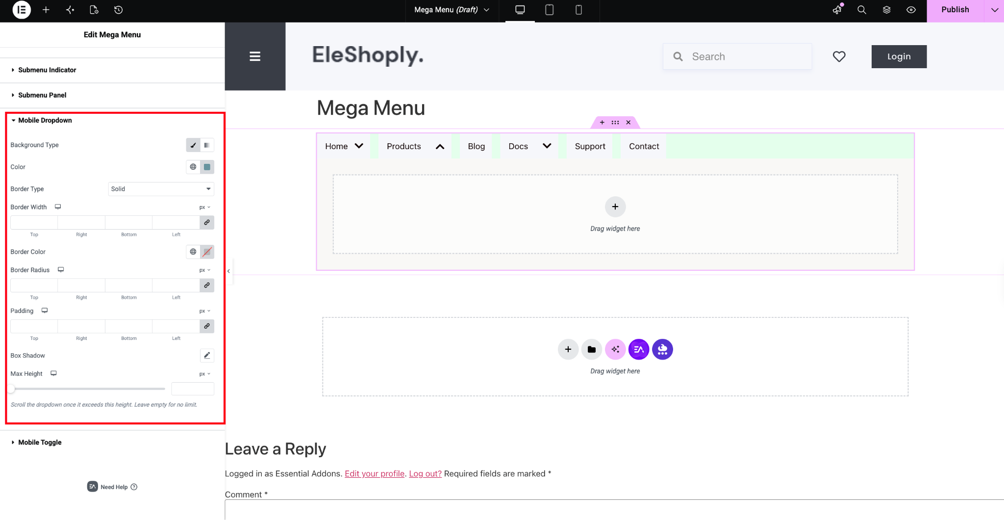 Style the Mobile Dropdown