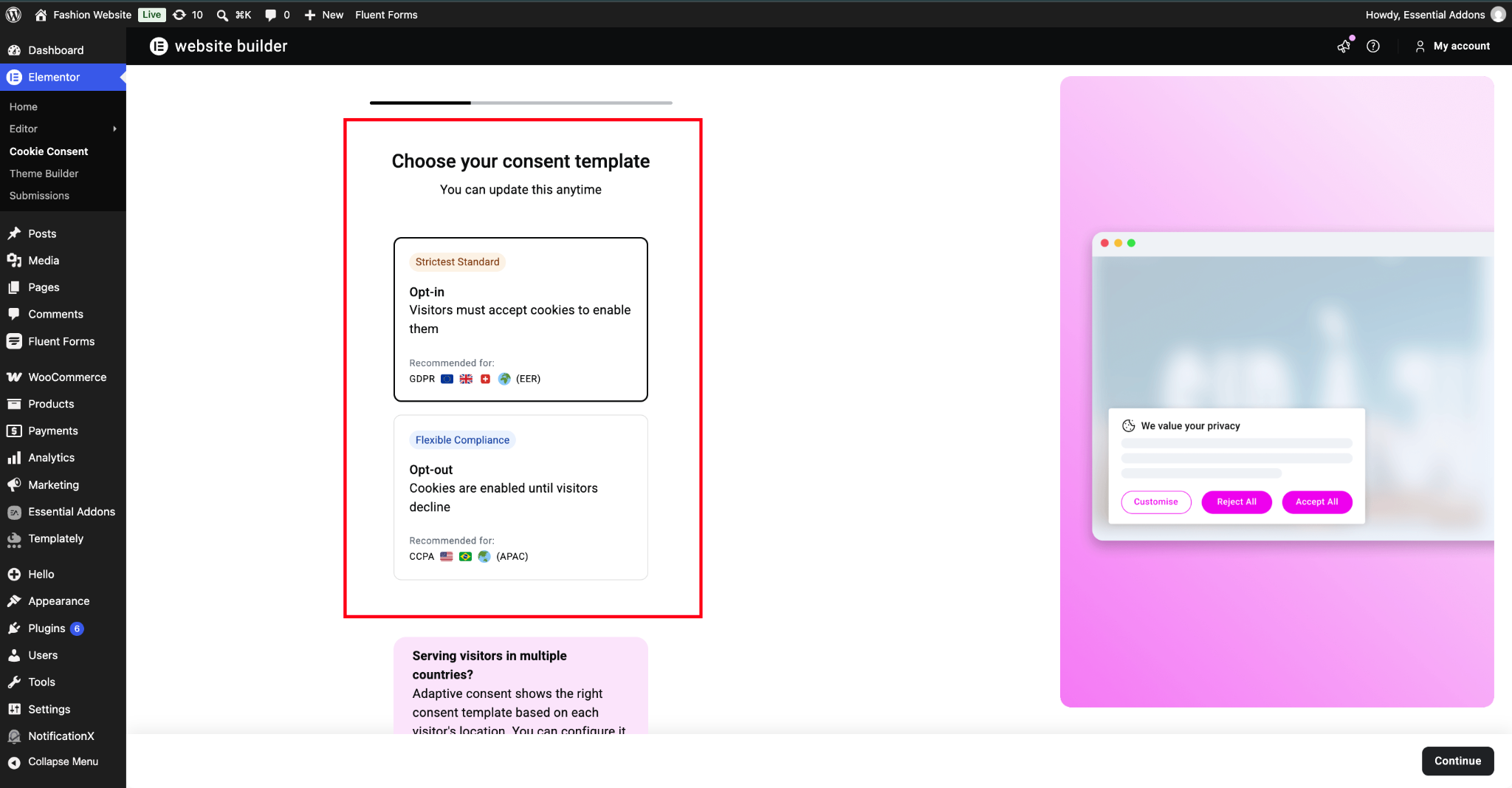 Introducing Cookie Consent in Elementor: A Smarter Way to Design Cookie Banners in WordPress 7 Choose Consent Template