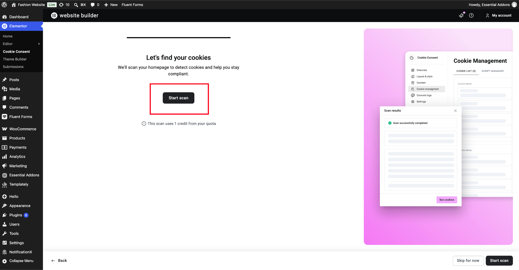 Introducing Cookie Consent in Elementor: A Smarter Way to Design Cookie Banners in WordPress 8 Scan website for cookies